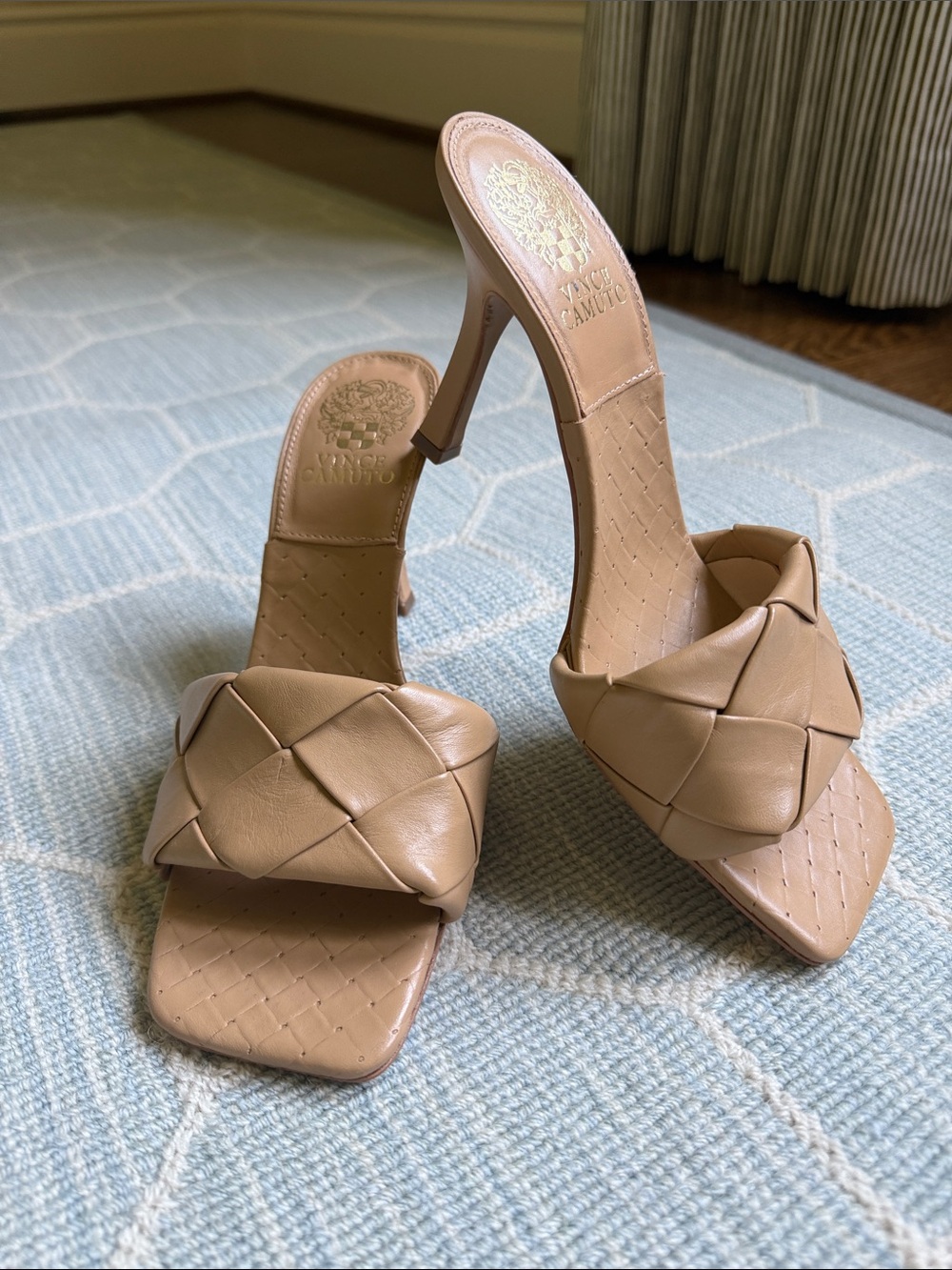 Woven Slide Heels in Taupe - Women Shoes